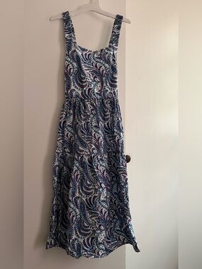Crewcuts White Maxi Dress with Blue and Purple Paisley